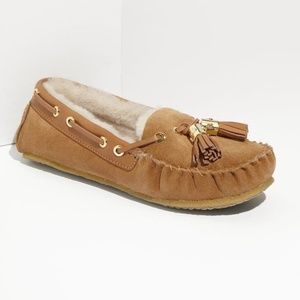 Tory Burch Dee Dee Suede & Shearling Moccasin Slippers